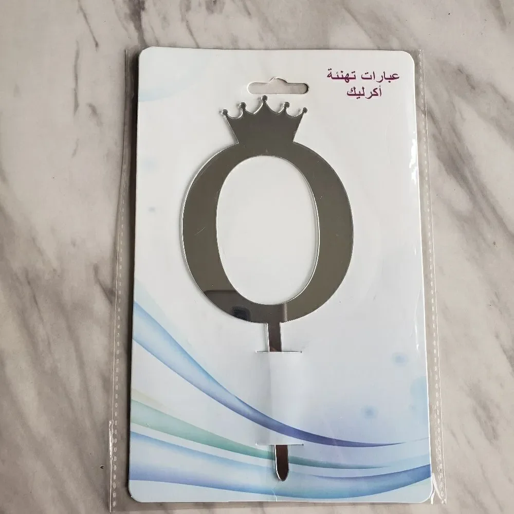 Silver Mirror Number With Crown Cake Topper Chic NWT 1 2 3 4 5 6 7 8 9 0